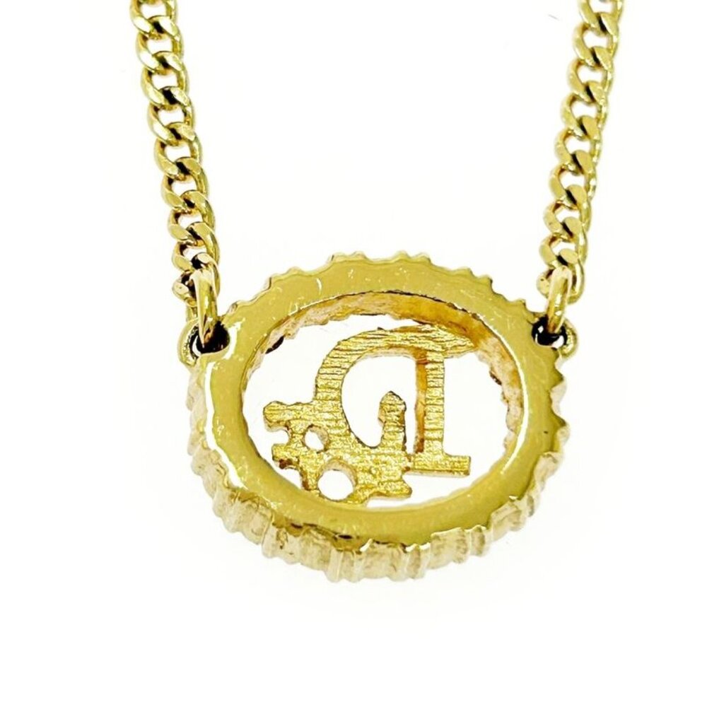 Christian Dior GP Rhinestone Logo Oval Necklace Gold Necklace - Picture 3 of 7